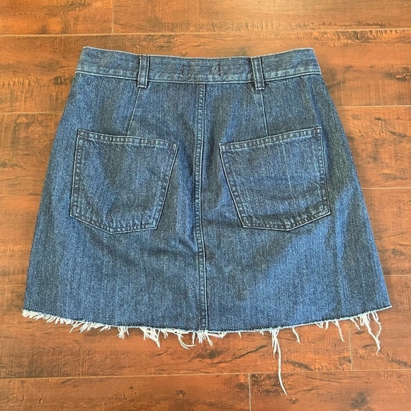 MADEWELL Denim Mini Wrap Jean Skirt Raw Hem Size 0 Blue - Picture 5 of 12